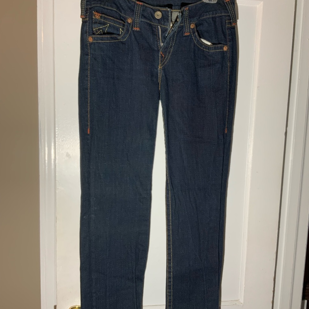 True Religion dark denim stretch straight leg jean